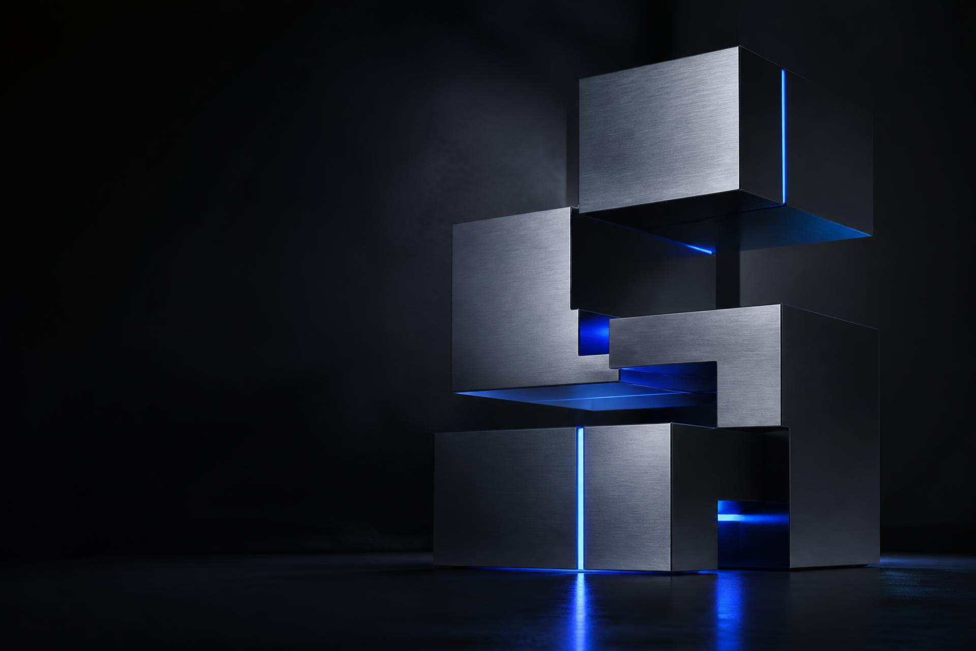 Abstract brushed metal STRONGHOLD structure